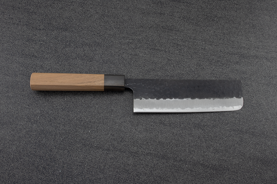 Hitohira Futana Nakiri (Vegetable Knife) Kuro, Tsuchime, 165mm