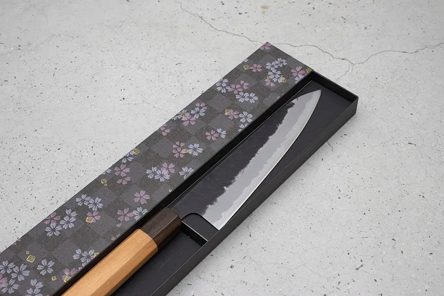 Hitohira Futana Gyuto (Chefs Knife) Kuro, Nashiji, 180mm: