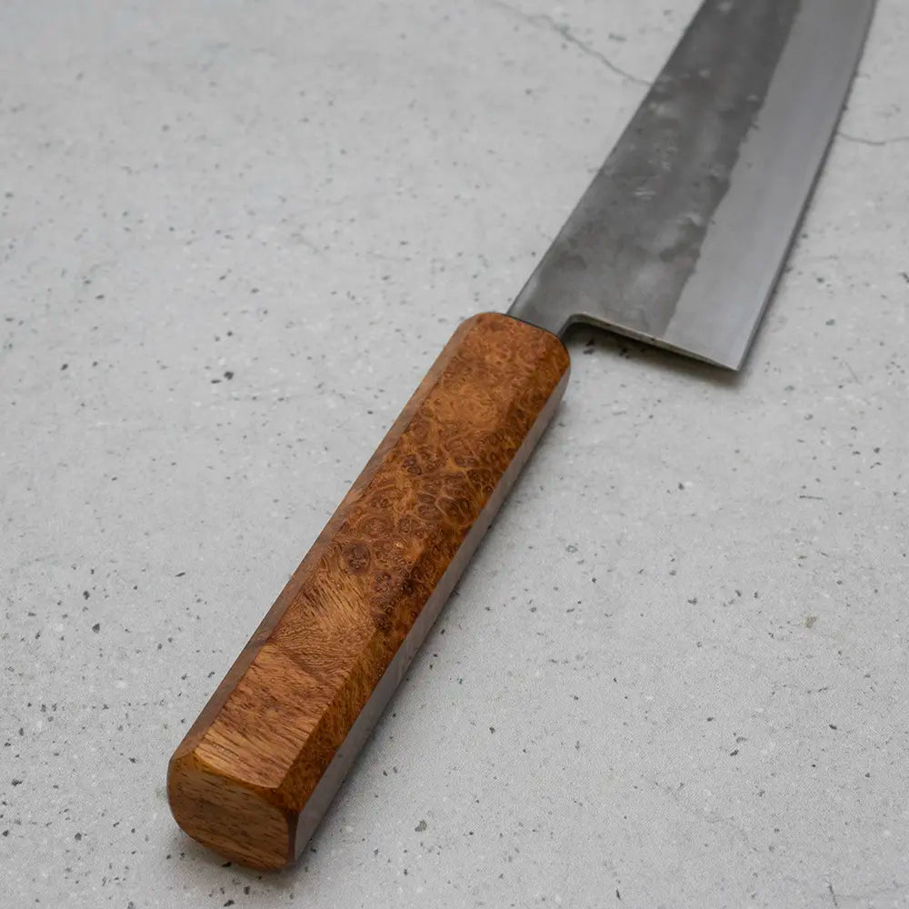Ohishi x Brook Turner Gyuto 210mm Blue Steel #2 | Amboyna Burl Custom Japanese Knife