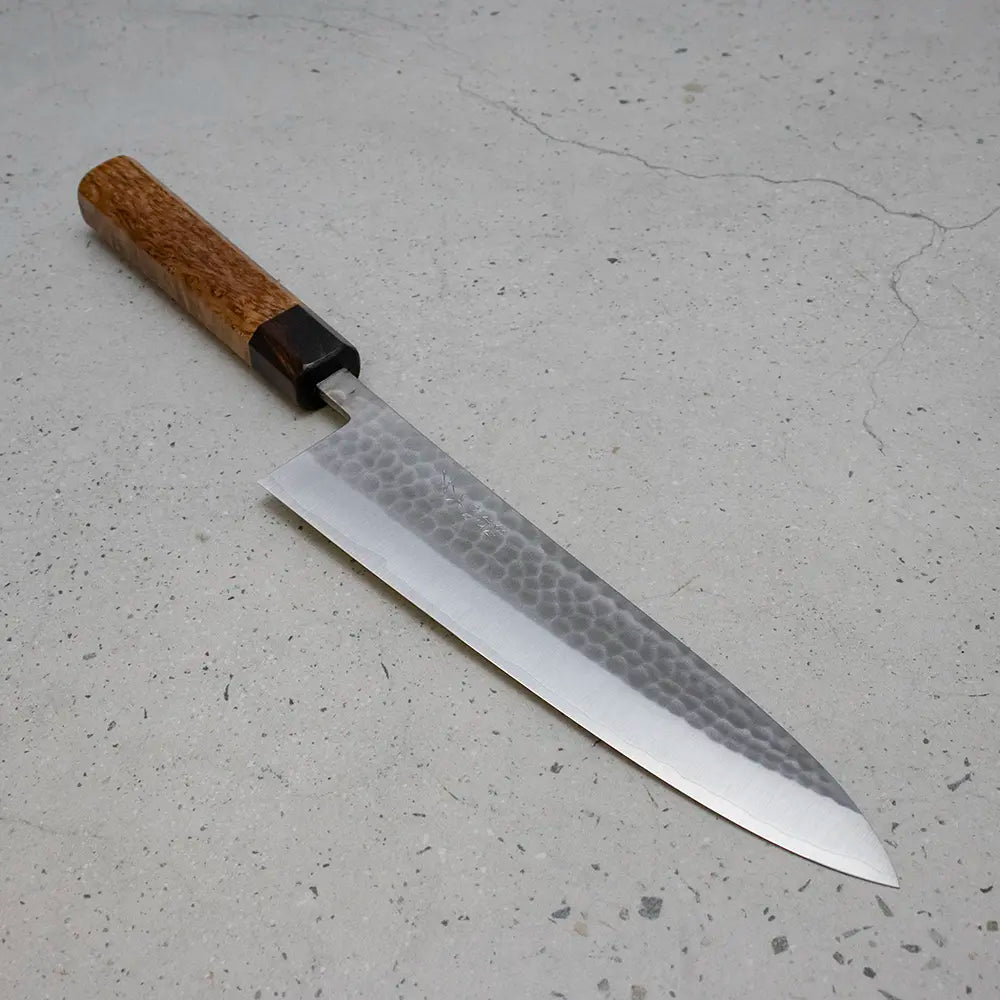 Ohishi x Brook Turner Gyuto 210mm SLD Steel |  Masur Birch Custom Japanese Knife