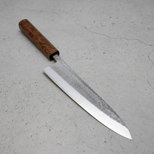 Ohishi x Brook Turner Gyuto 210mm SLD Steel | Redwood Burl Custom Japanese Knife