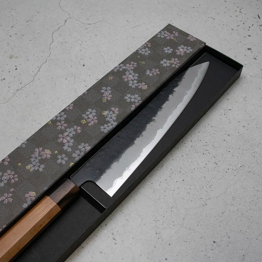 Hitohira Futana Gyuto (Chefs Knife) Kuro, Nashiji, 240mm