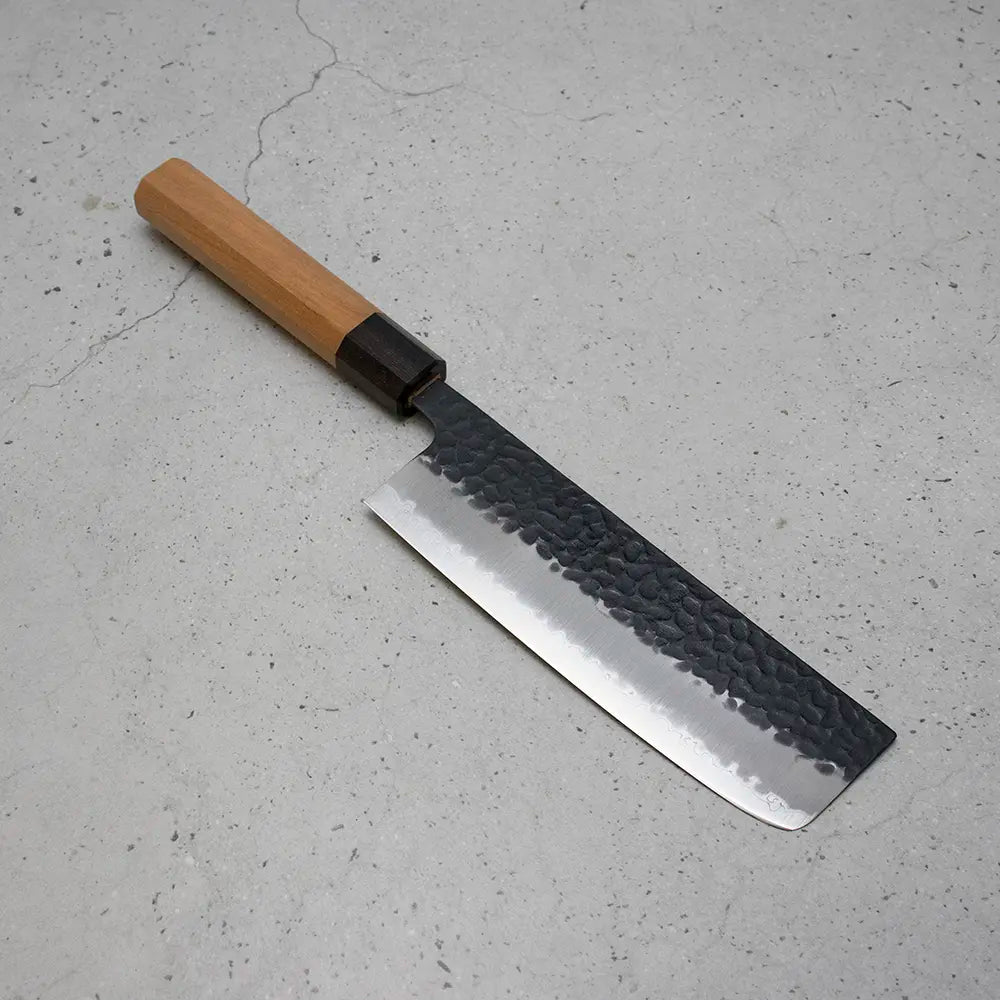 Hitohira Futana Nakiri (Vegetable Knife) Kuro, Tsuchime, 165mm