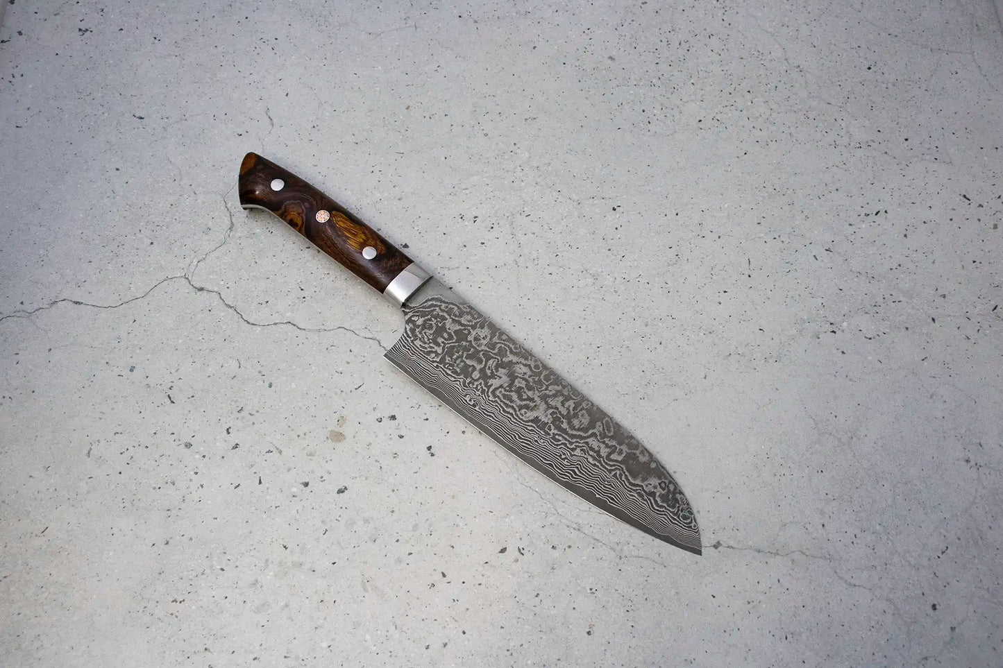 Takeshi Saji Santoku (All purpose Knife) SG2 Damascus, Ironwood handle 180mm