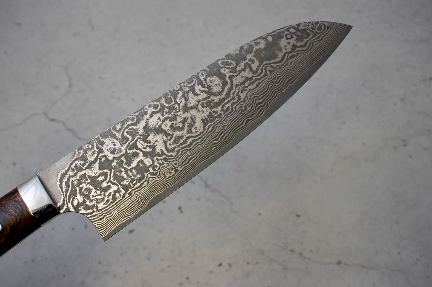 Takeshi Saji Santoku (All purpose Knife) SG2 Damascus, Ironwood handle 180mm