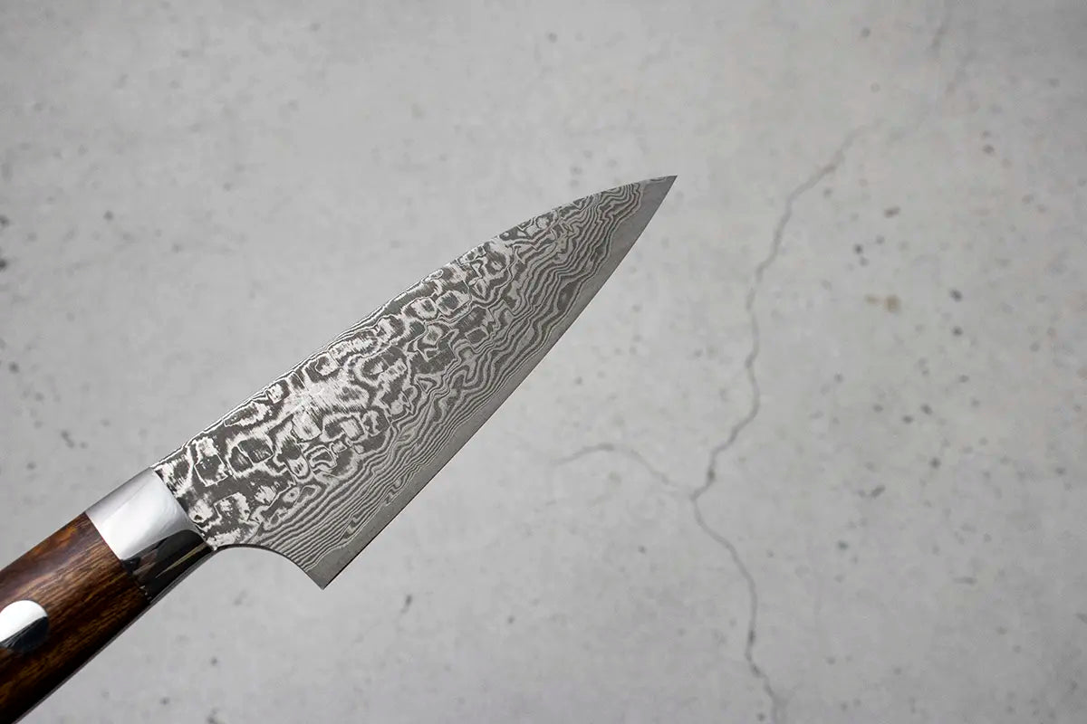 Takeshi Saji Petty (Utility Knife) SG2 Damascus, Ironwood handle 90mm