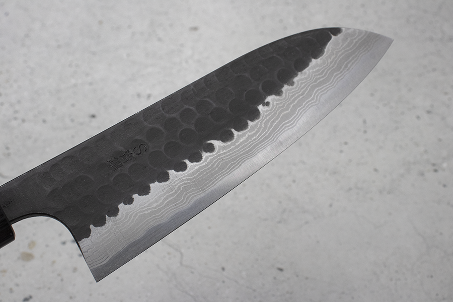 Akifusa Santoku (All purpose Knife) 170mm, Super Blue Steel, Suminagashi