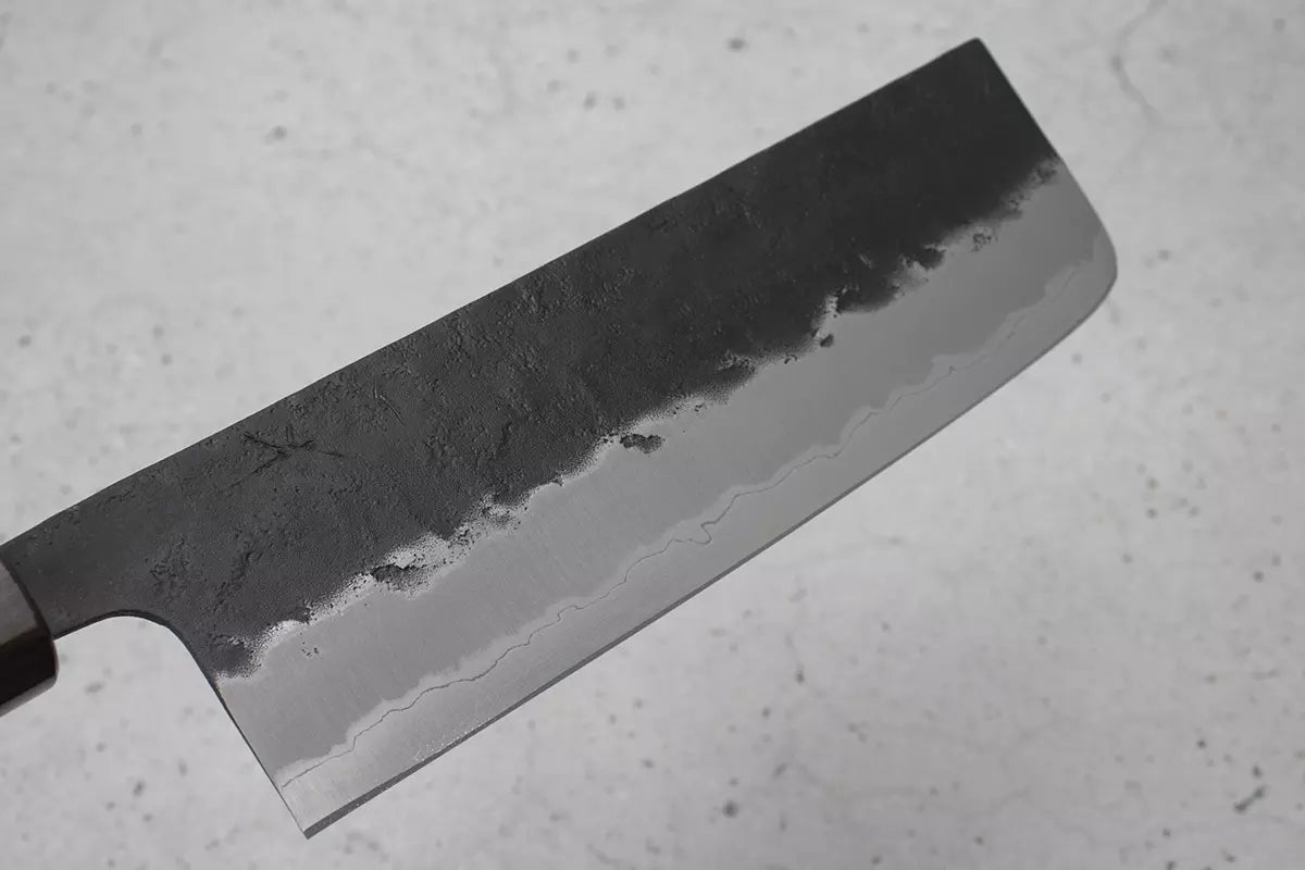 Hitohira Futana Nakiri (Vegetable Knife) Kuro, Nashiji, 165mm: