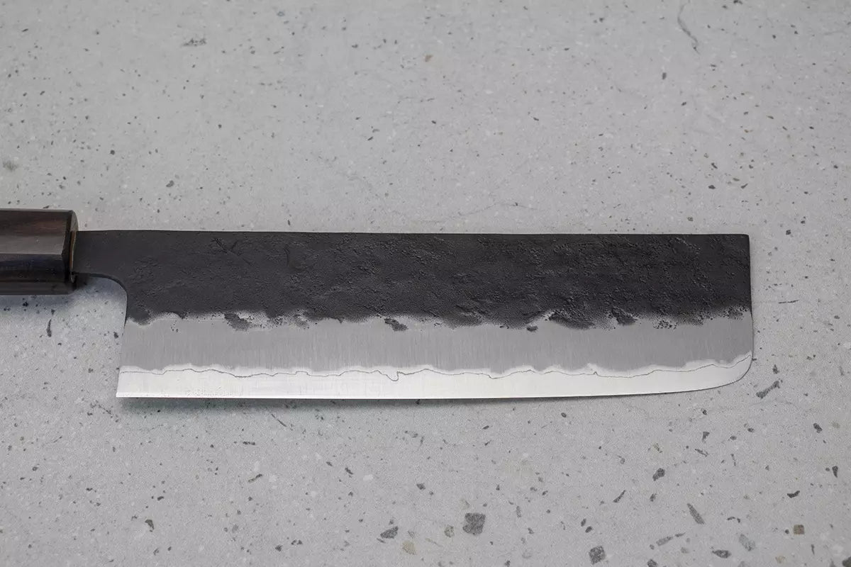 Hitohira Futana Nakiri (Vegetable Knife) Kuro, Nashiji, 165mm: