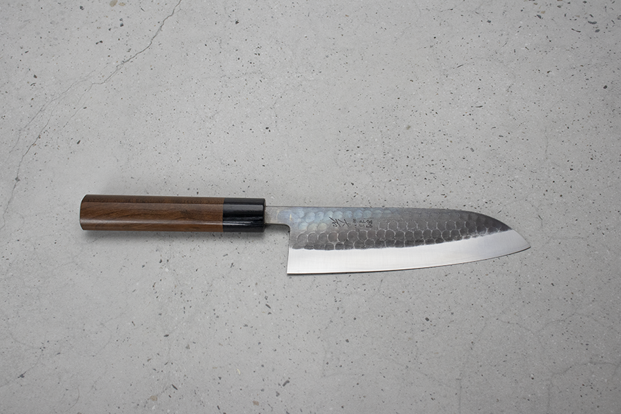 Ohishi Santoku (All purpose Knife) Blue Steel #2, Kuro, 165mm
