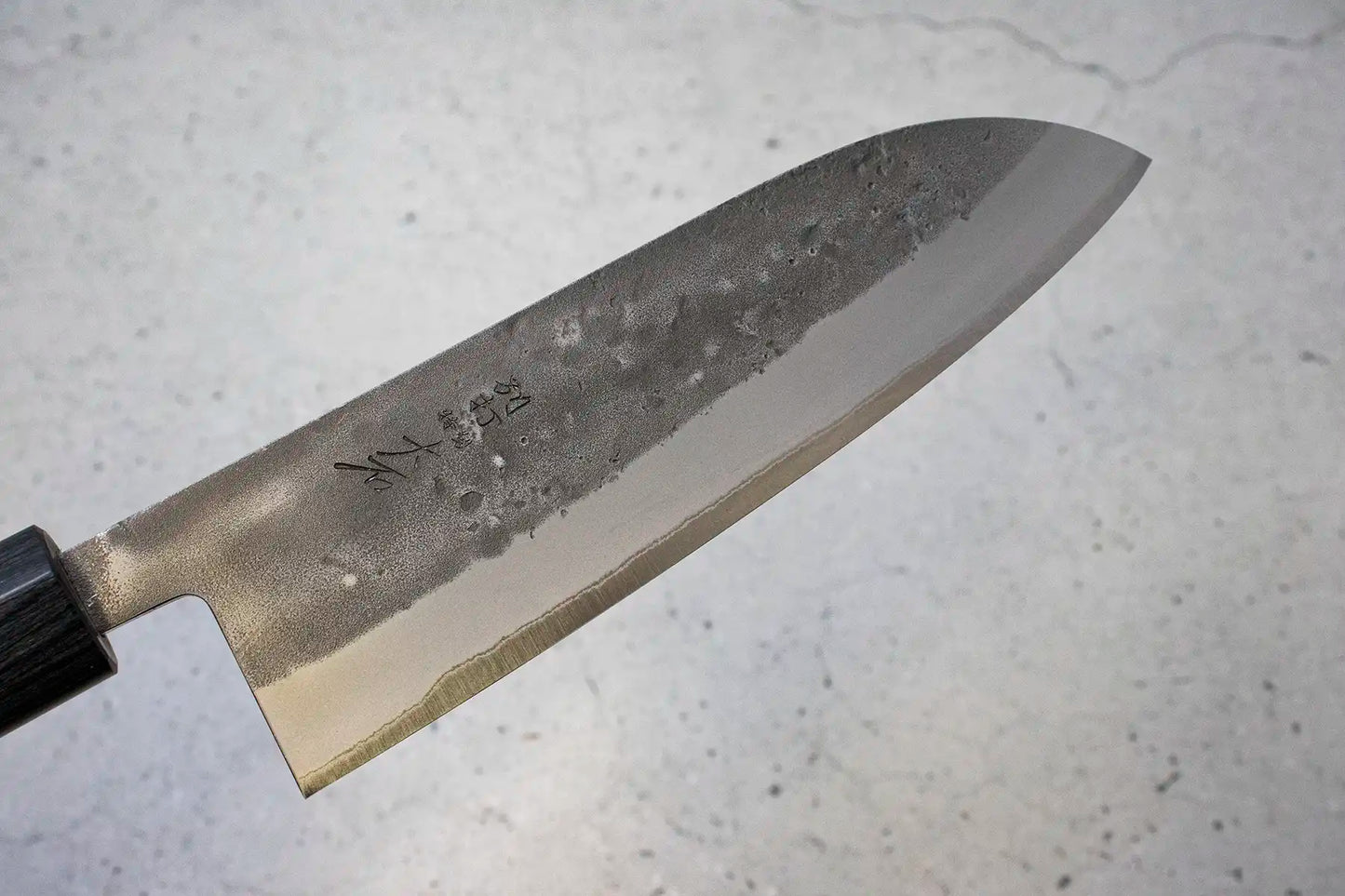 Ohishi, Ohishi knives, japanese knife, santoku, handmade, nashiji, blue #2