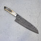 Takeshi Saji Santoku (All purpose Knife) SG2 Damascus, White stag handle 180mm