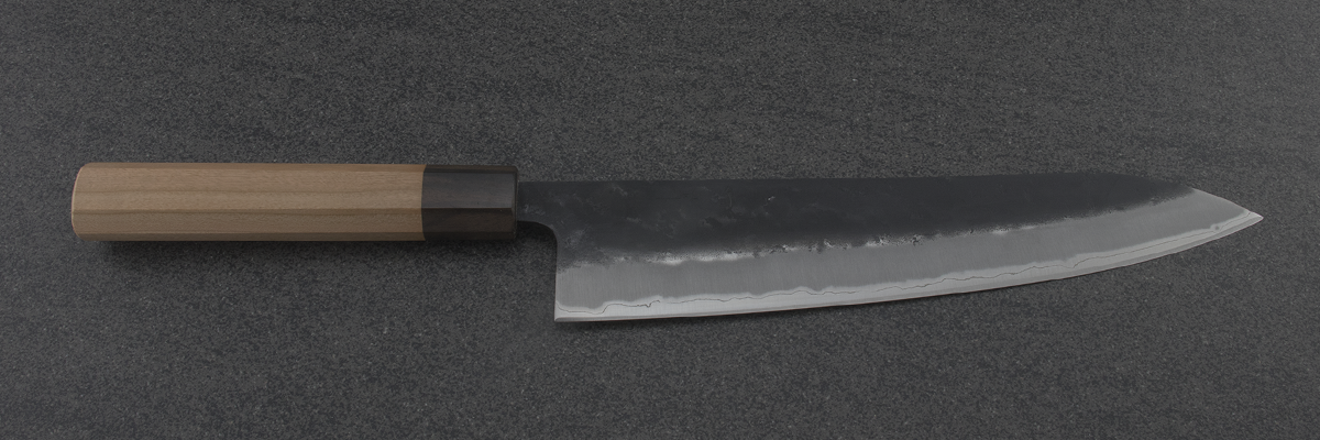 Hitohira Futana Gyuto (Chefs Knife) Kuro, Nashiji, 240mm