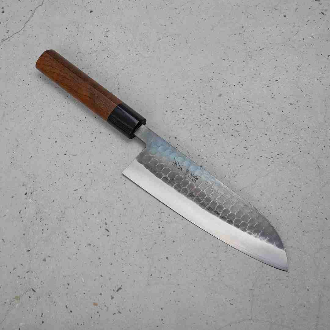 Ohishi Santoku (All purpose Knife) Blue Steel #2, Kuro, 165mm