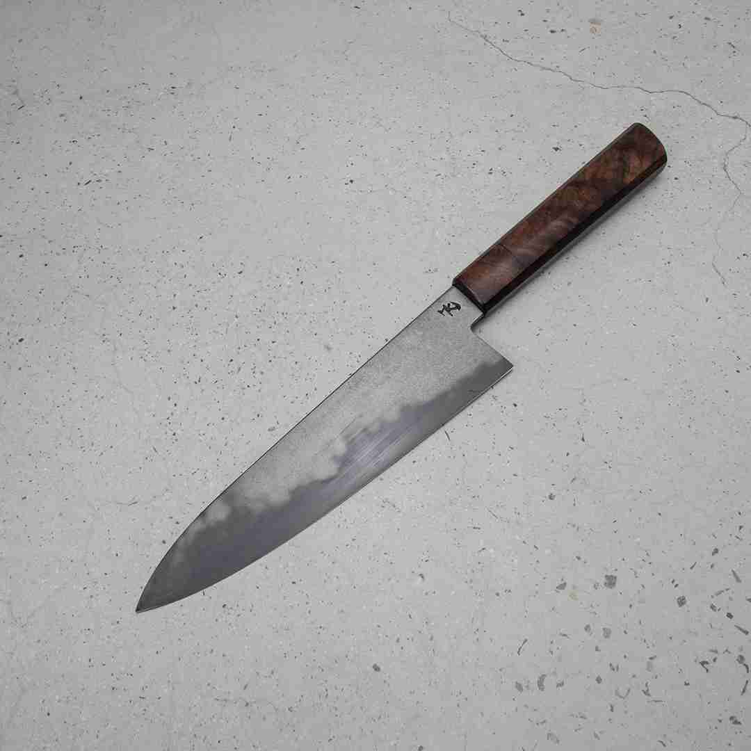 Maher Knives 26C3 Carbon Steel (Spicy White) Walnut Burl handle