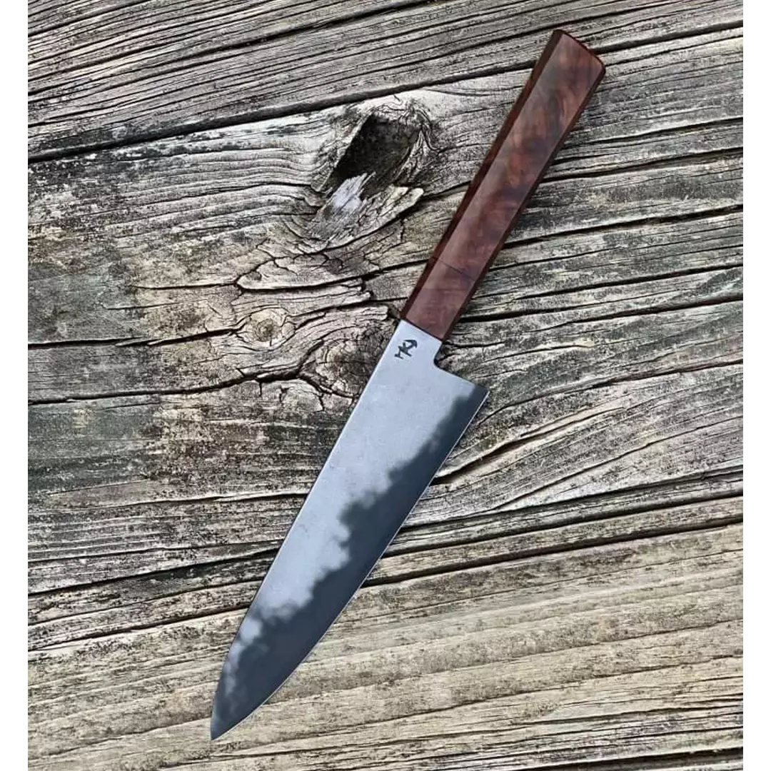 Maher Knives 26C3 Carbon Steel (Spicy White) Walnut Burl handle